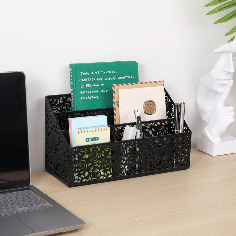 DINGTAI Mail Organizer Countertop, Modern Mail Holder Countertop, Desk Organizers and Accessories, Boho Desk Accessories, Bill Mail Papers Letters Organizer, Mail Sorters, Pencil holders(Black) - Image 4